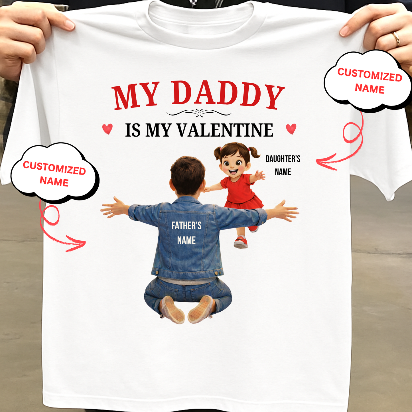 CUSTOMIZED-MY DADDY IS MY VALENTINE (FATHER & DAUGHTER) KIDS CLASSIC T-SHIRT