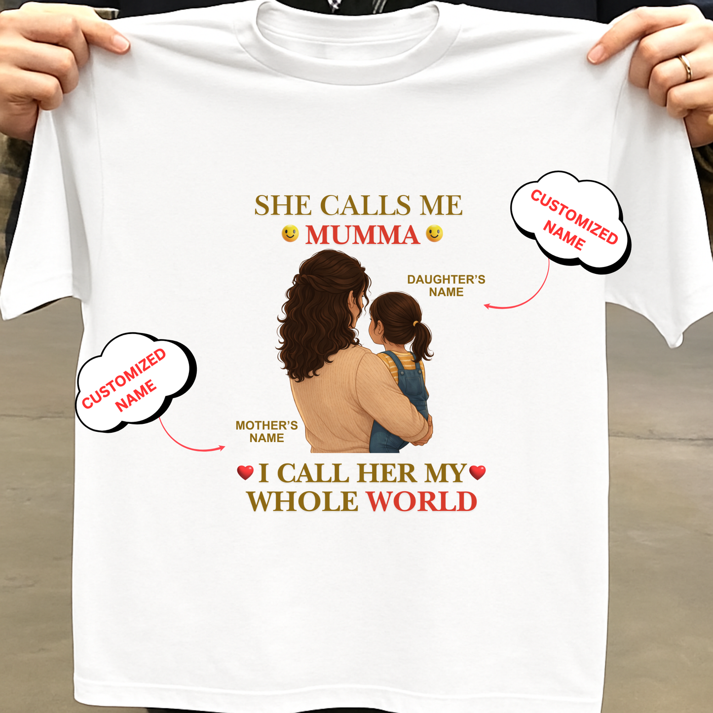 CUSTOMIZED- MY WHOLE WORLD (MOTHER & DAUGHTER) CLASSIC T-SHIRT