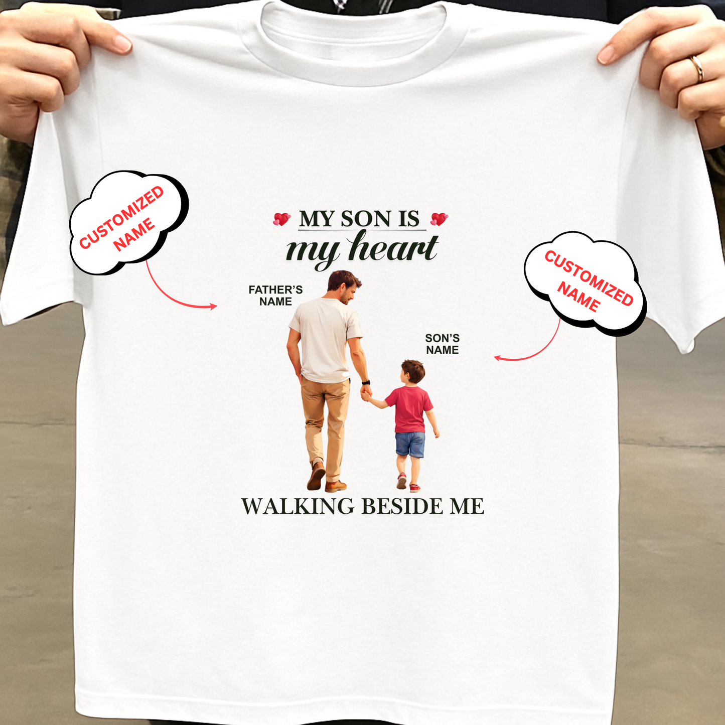 CUSTOMIZED- WALKING BESIDE ME (DAD & SON) CLASSIC T-SHIRT