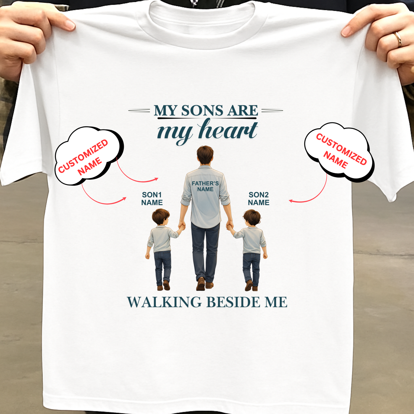 CUSTOMIZED- WALKING BESIDE ME (DAD & SONS) CLASSIC T-SHIRT