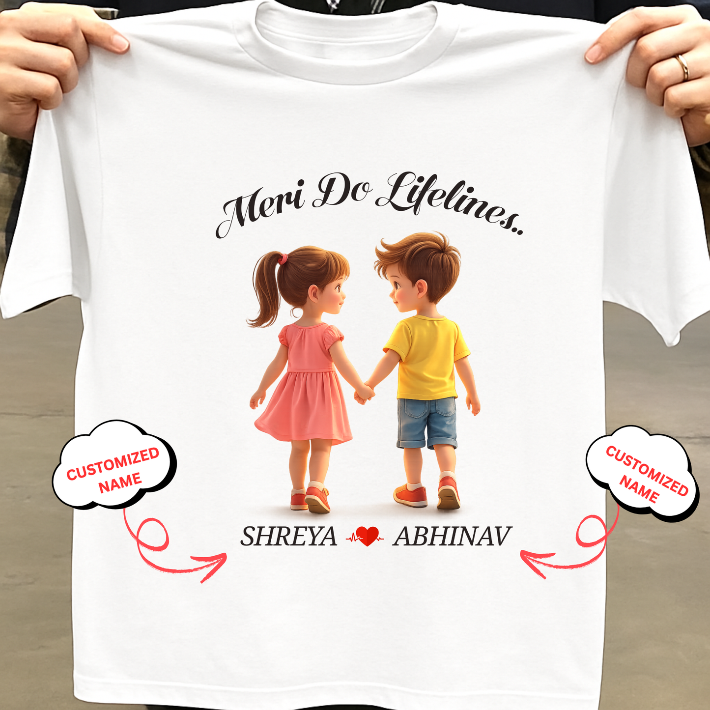 CUSTOMIZED-MERI LIFELINE (SON AND DAUGHTER) CLASSIC T-SHIRT