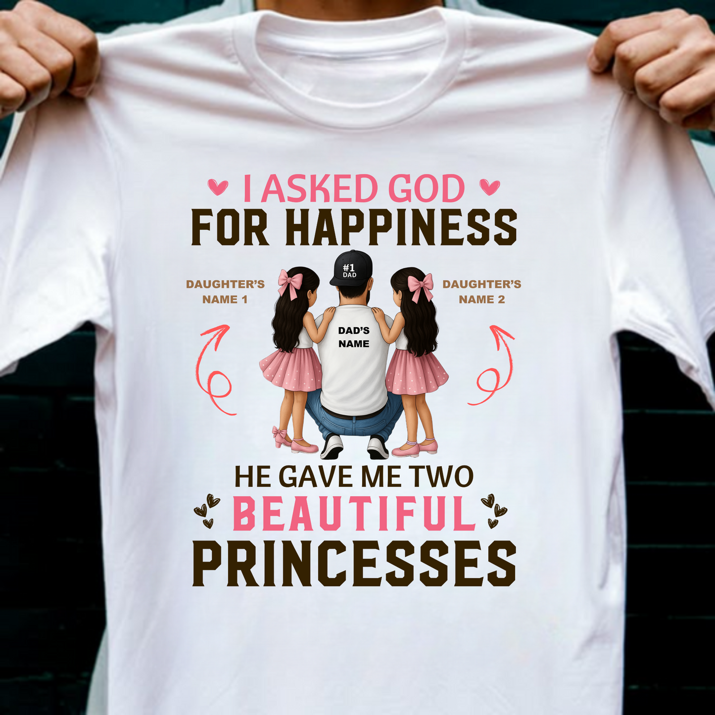 CUSTOMIZATION- FATHER WITH TWO BEAUTIFUL PRINCESSES CLASSIC T-SHIRT