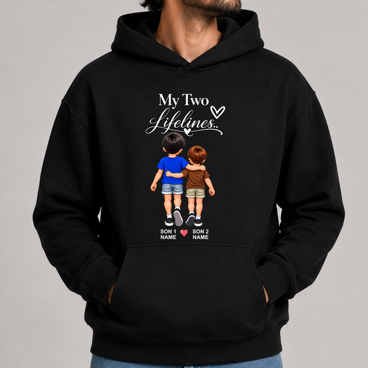CUSTOMIZED-MY TWO LIFELINES (TWO SONS) PREMIUM HOODIE