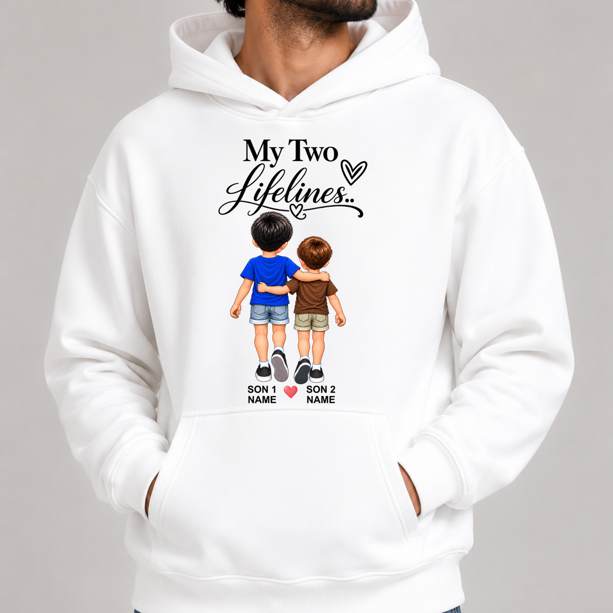 CUSTOMIZED-MY TWO LIFELINES (TWO SONS) PREMIUM HOODIE