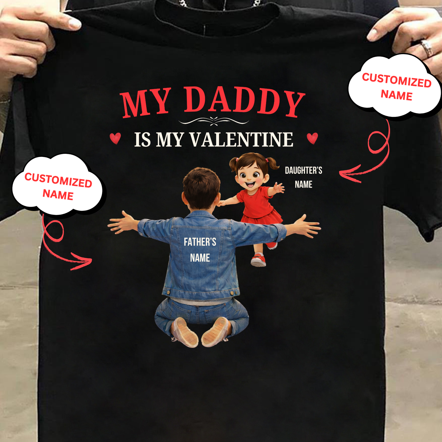 CUSTOMIZED-MY DADDY IS MY VALENTINE (FATHER & DAUGHTER) KIDS CLASSIC T-SHIRT