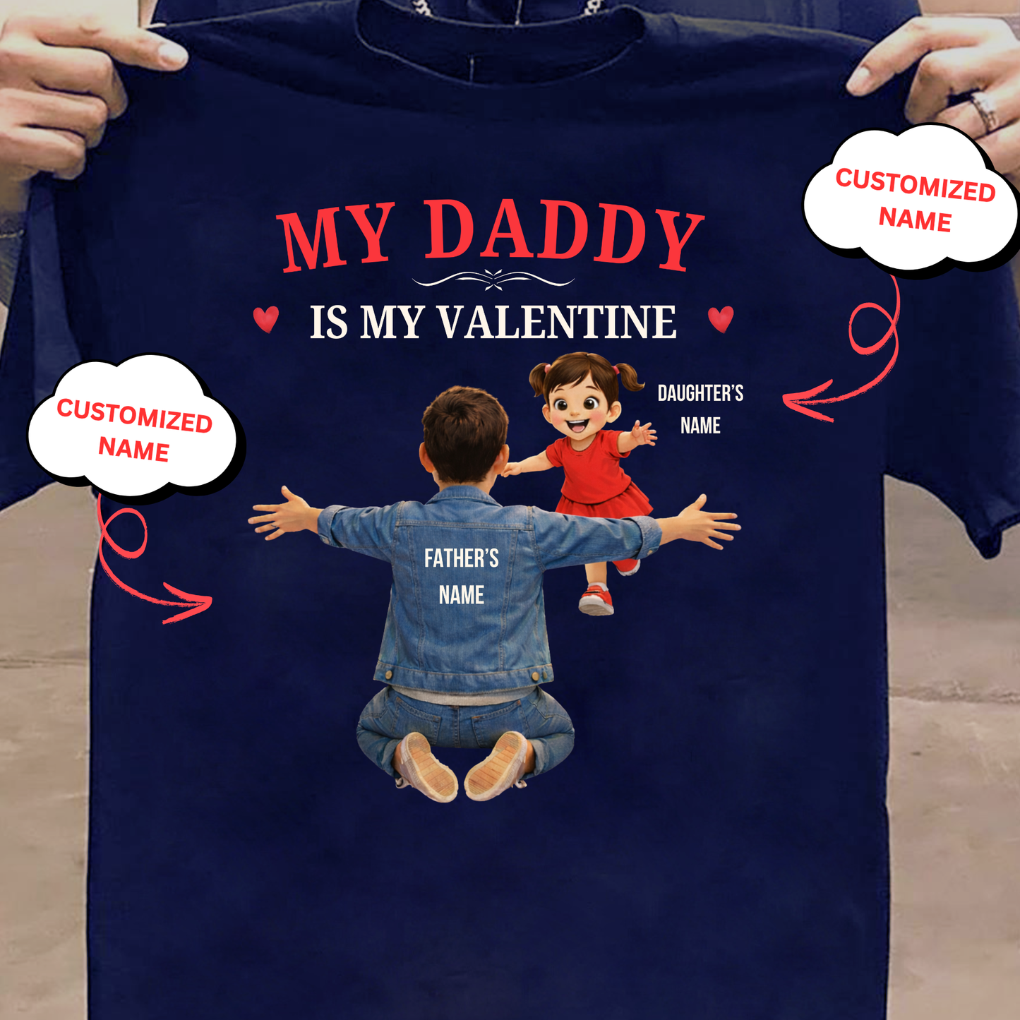 CUSTOMIZED-MY DADDY IS MY VALENTINE (FATHER & DAUGHTER) KIDS CLASSIC T-SHIRT