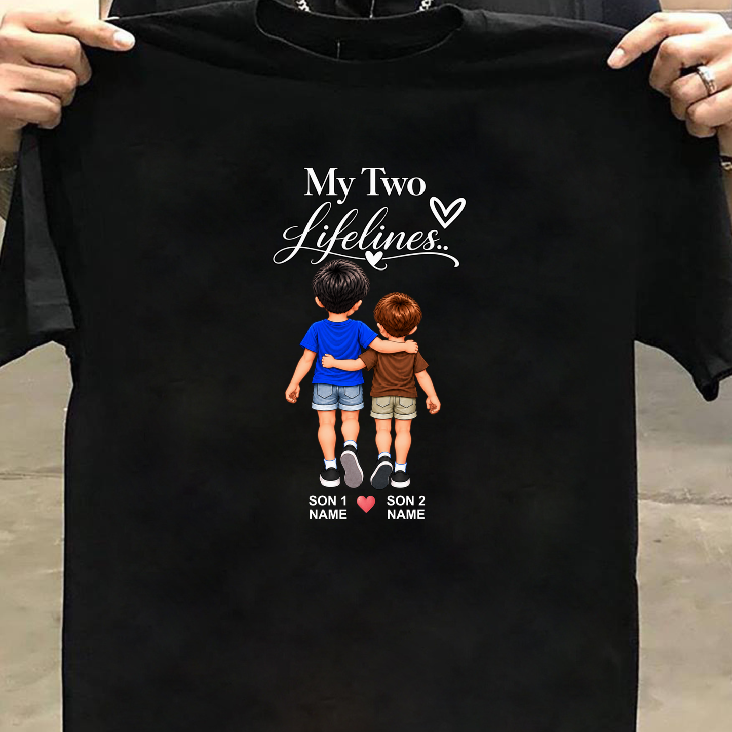 CUSTOMIZED-MY TWO LIFELINES (TWO SONS) CLASSIC T-SHIRT
