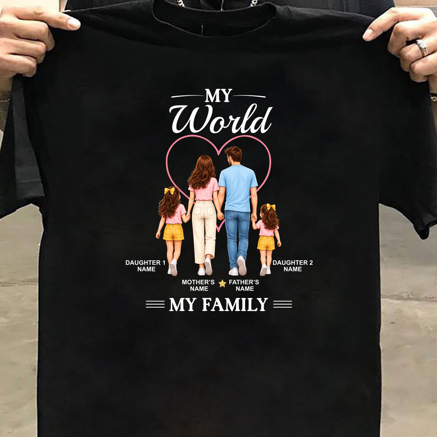 CUSTOMIZED - MY WORLD, MY FAMILY ADULT CLASSIC T-SHIRT