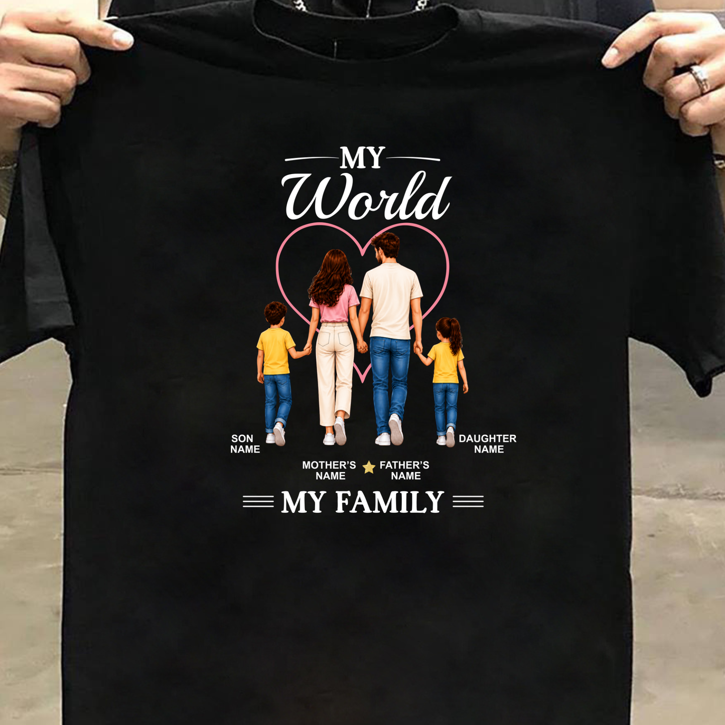 CUSTOMIZED - MY WORLD, MY FAMILY (KIDS) ADULT CLASSIC T-SHIRT