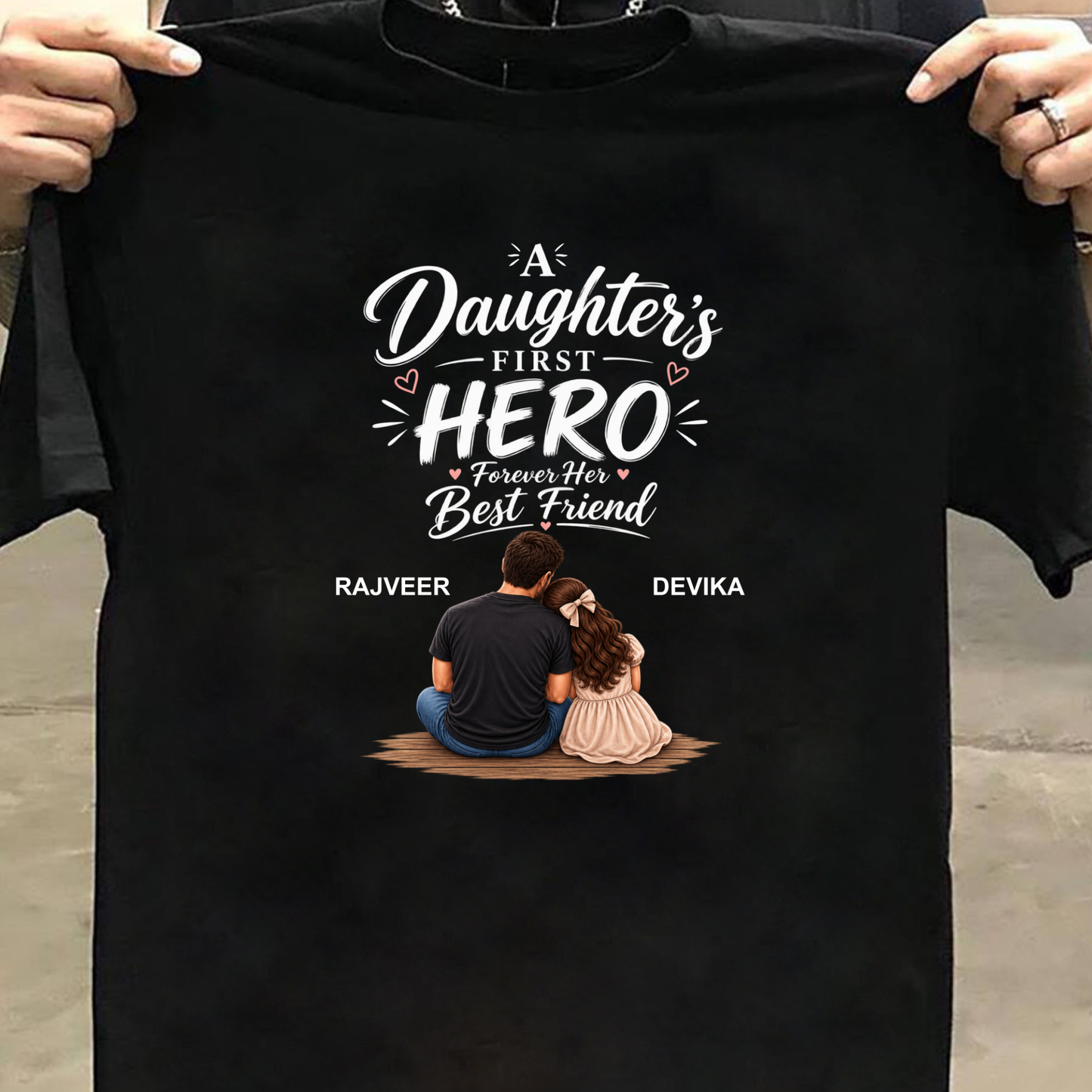 CUSTOMIZED - DAUGHTER'S FIRST HERO KIDS & ADULT CLASSIC T-SHIRT