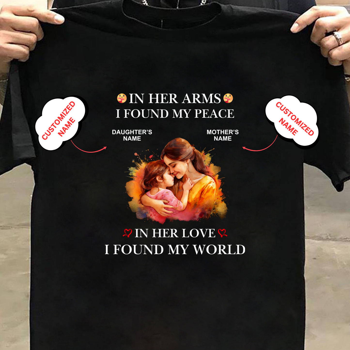 CUSTOMIZED- HER LOVE, MY WORLD (MOM & DAUGHTER) CLASSIC T-SHIRT