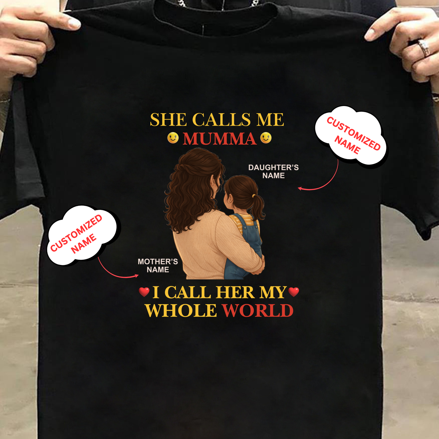 CUSTOMIZED- MY WHOLE WORLD (MOTHER & DAUGHTER) CLASSIC T-SHIRT