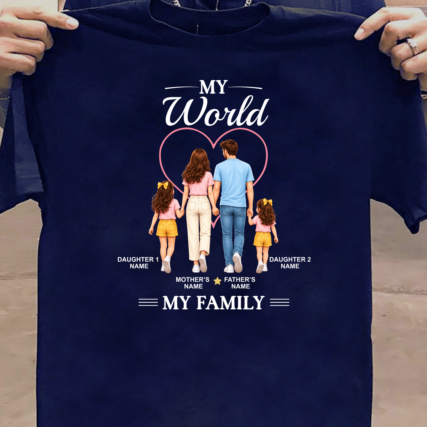 CUSTOMIZED - MY WORLD, MY FAMILY ADULT CLASSIC T-SHIRT
