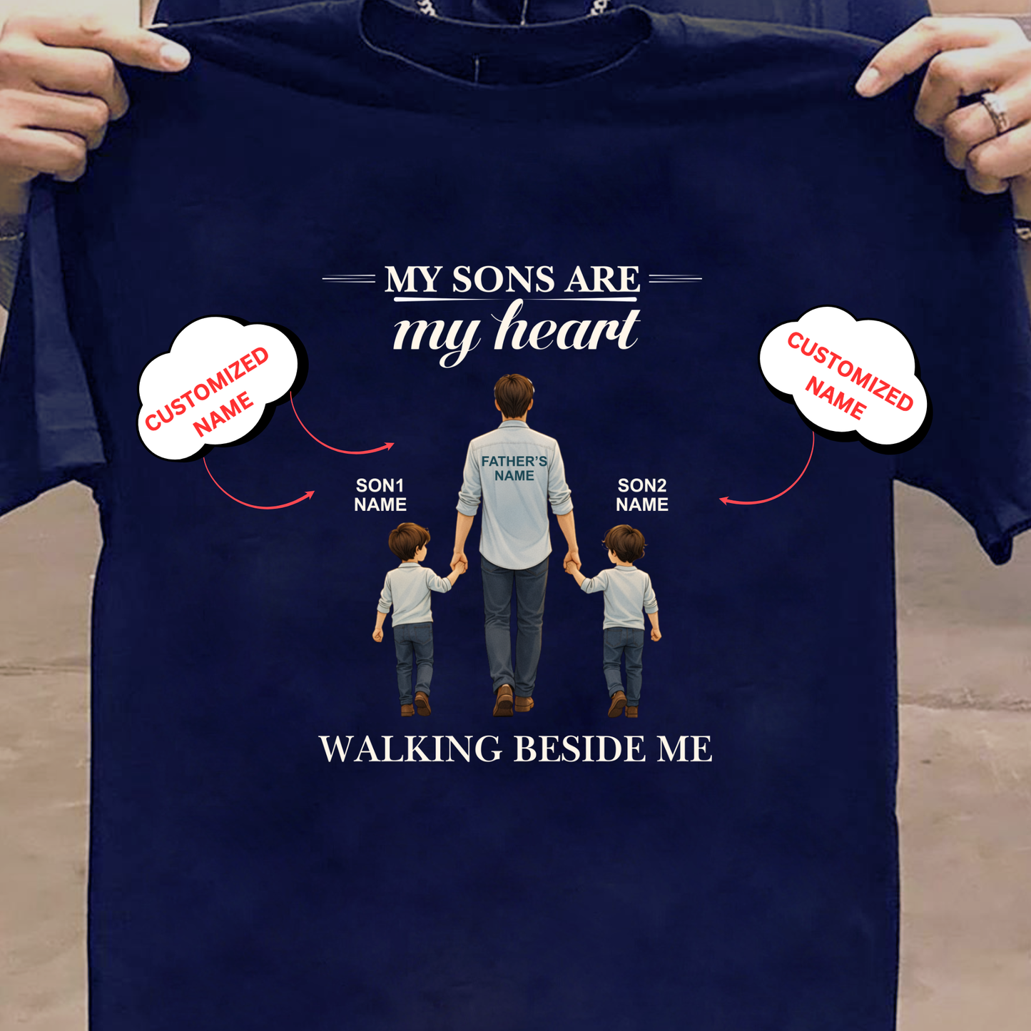 CUSTOMIZED- WALKING BESIDE ME (DAD & SONS) CLASSIC T-SHIRT