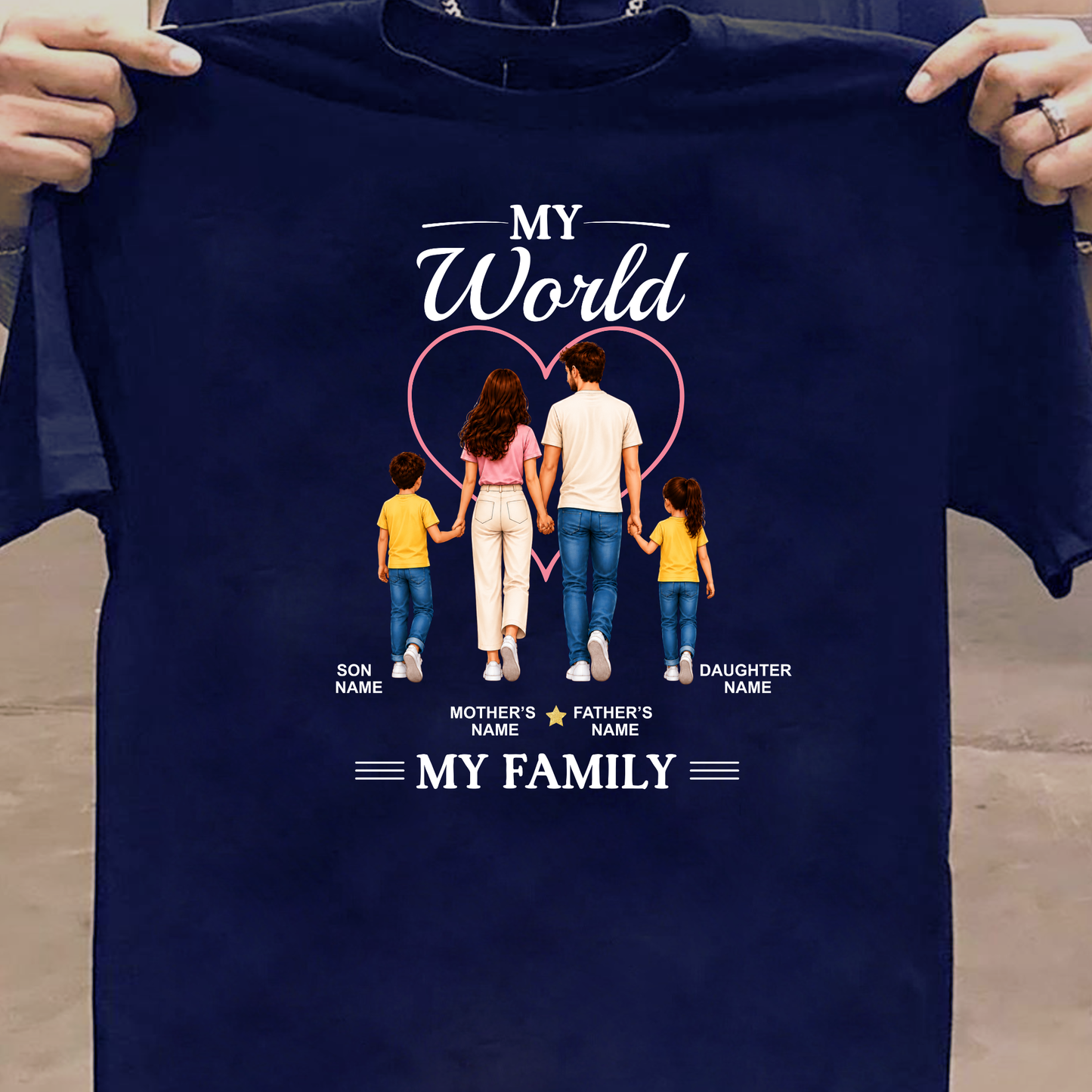 CUSTOMIZED - MY WORLD, MY FAMILY (KIDS) ADULT CLASSIC T-SHIRT