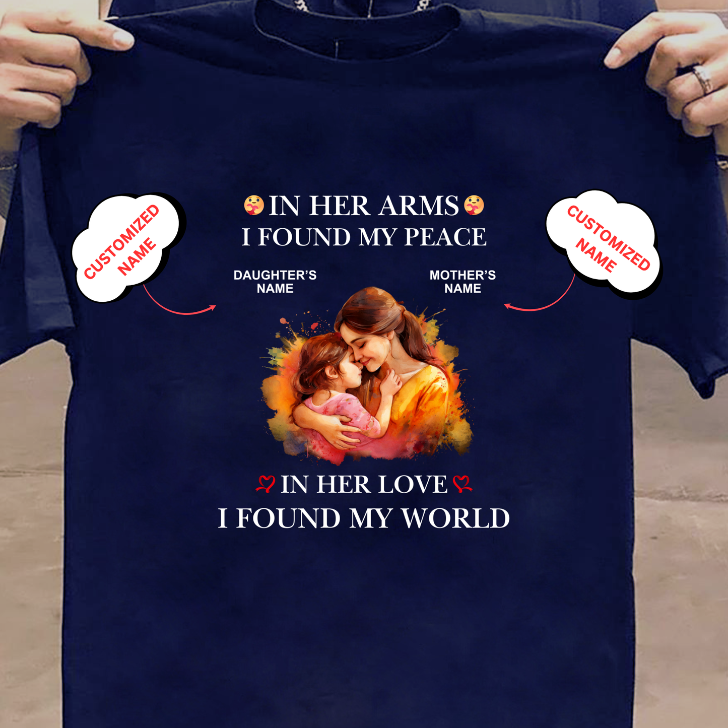 CUSTOMIZED- HER LOVE, MY WORLD (MOM & DAUGHTER) CLASSIC T-SHIRT