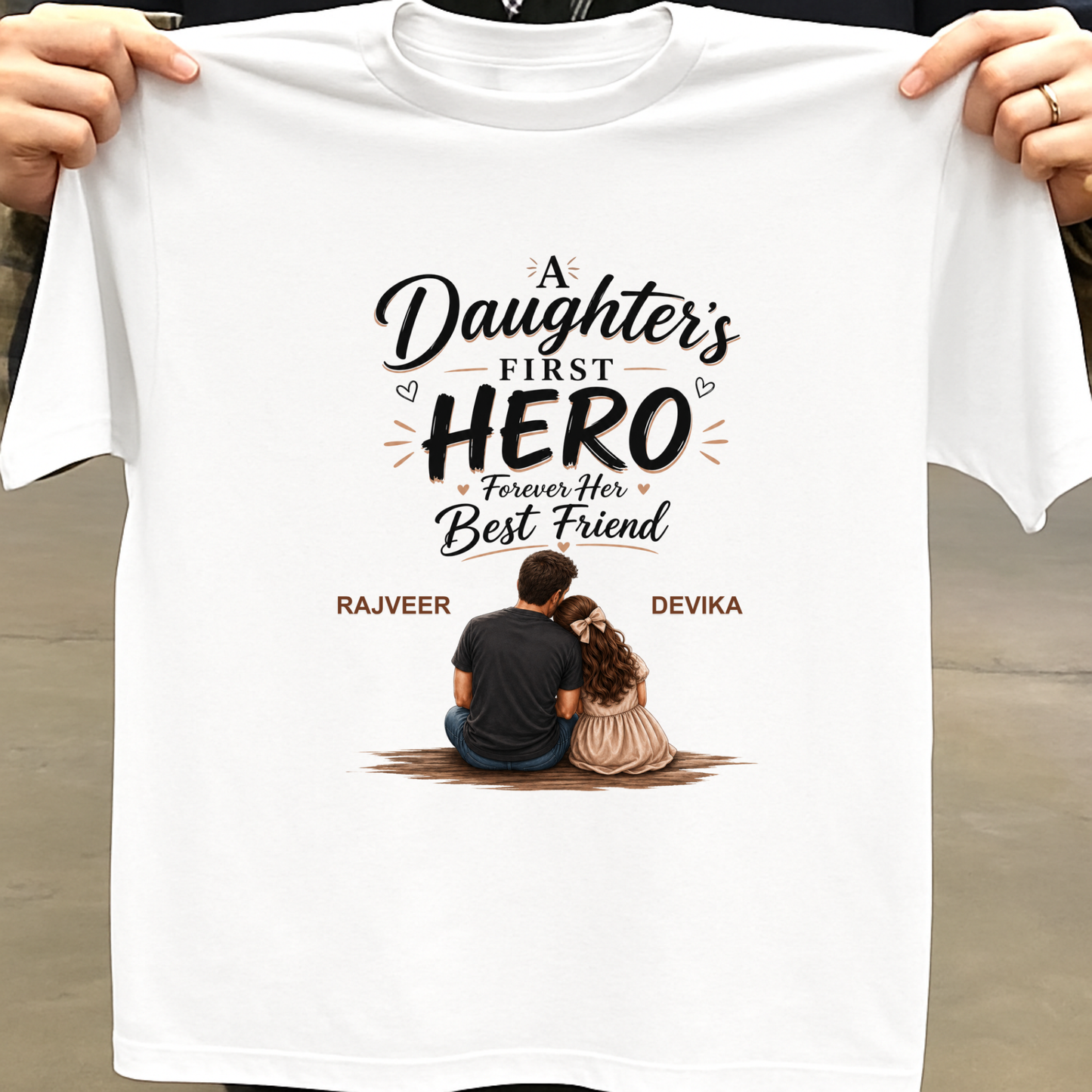 CUSTOMIZED - DAUGHTER'S FIRST HERO KIDS & ADULT CLASSIC T-SHIRT