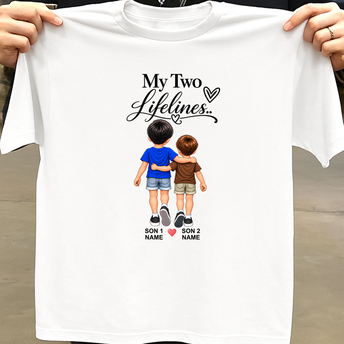 CUSTOMIZED-MY TWO LIFELINES (TWO SONS) CLASSIC T-SHIRT