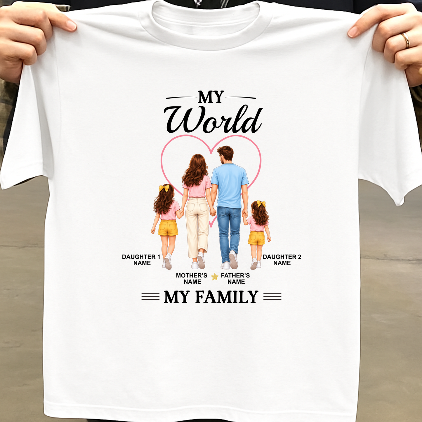 CUSTOMIZED - MY WORLD, MY FAMILY ADULT CLASSIC T-SHIRT