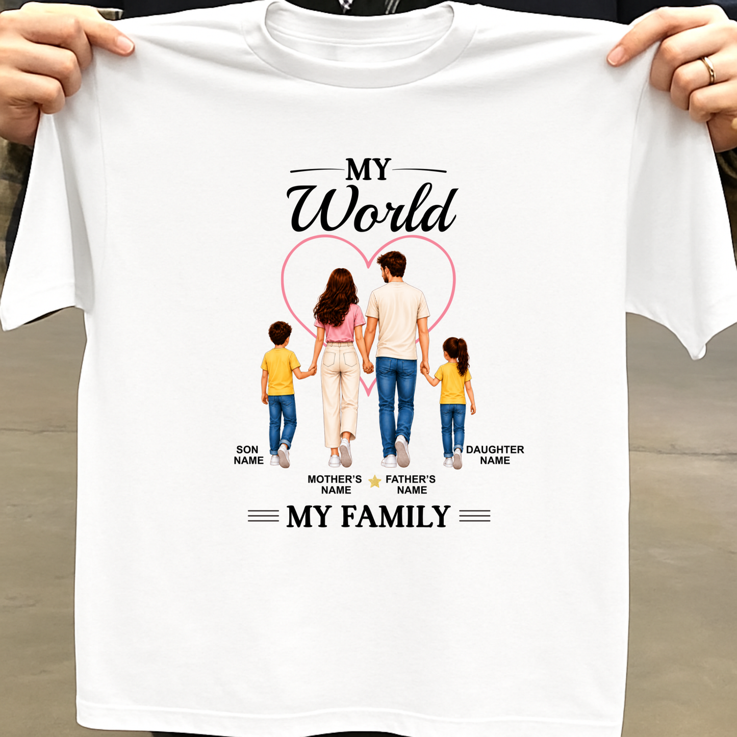 CUSTOMIZED - MY WORLD, MY FAMILY (KIDS) ADULT CLASSIC T-SHIRT