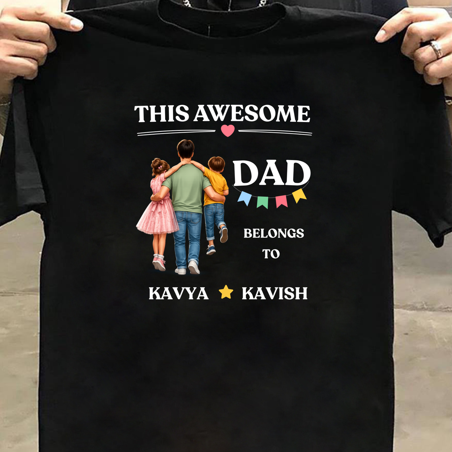 CUSTOMIZED - AWESOME DAD AND KIDS CLASSIC T-SHIRT