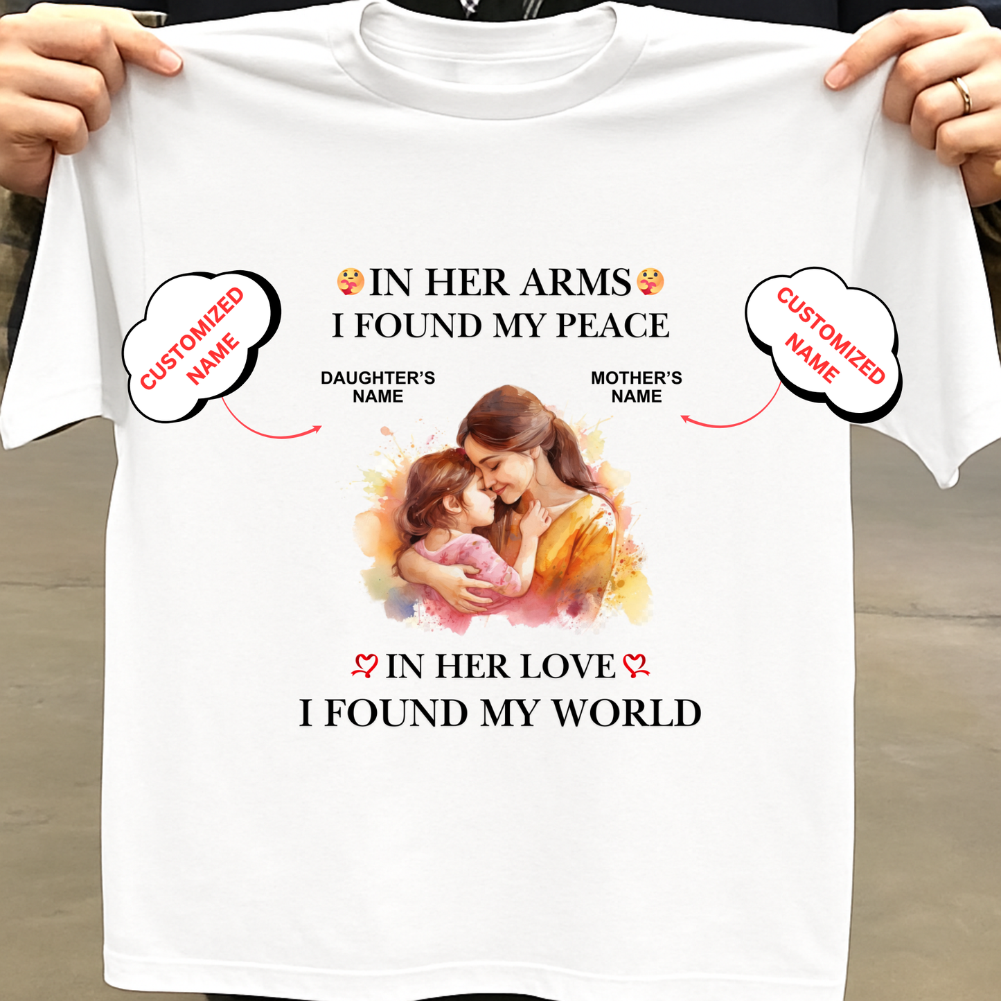 CUSTOMIZED- HER LOVE, MY WORLD (MOM & DAUGHTER) CLASSIC T-SHIRT