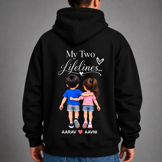 CUSTOMIZED-MY TWO LIFELINES (KIDS) PREMIUM HOODIE BACK PRINT