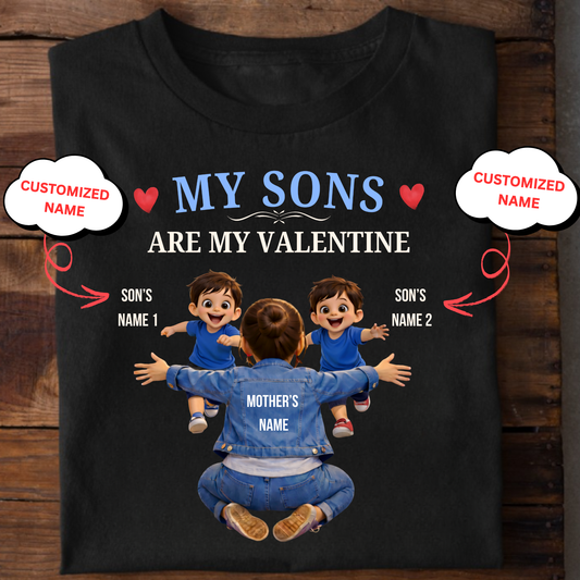 CUSTOMIZED-MY SONS ARE MY VALENTINE (MOTHER & SONS) CLASSIC T-SHIRT