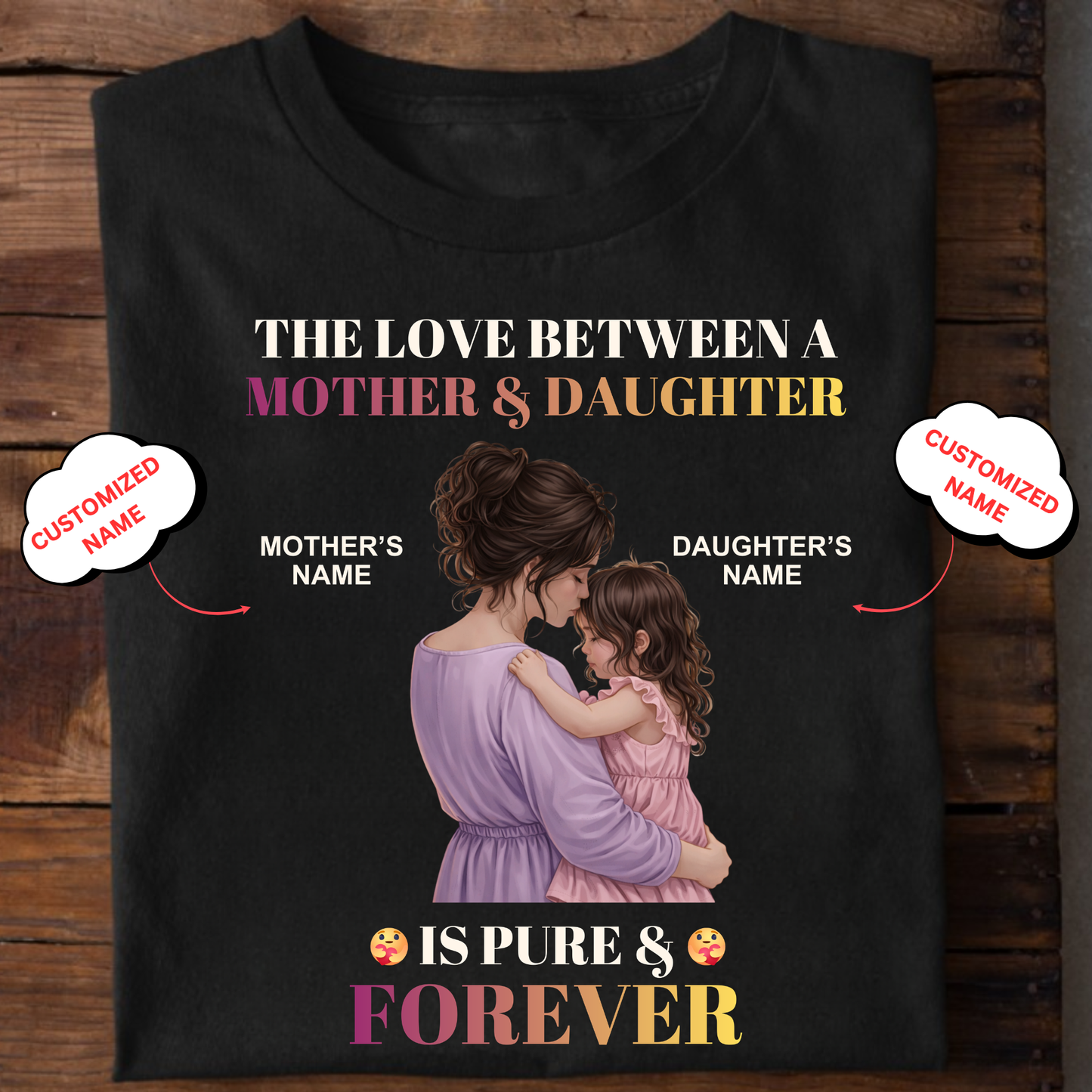 CUSTOMIZED-LOVE IS PURE & FOREVER (MOTHER & DAUGHTER) CLASSIC T-SHIRT