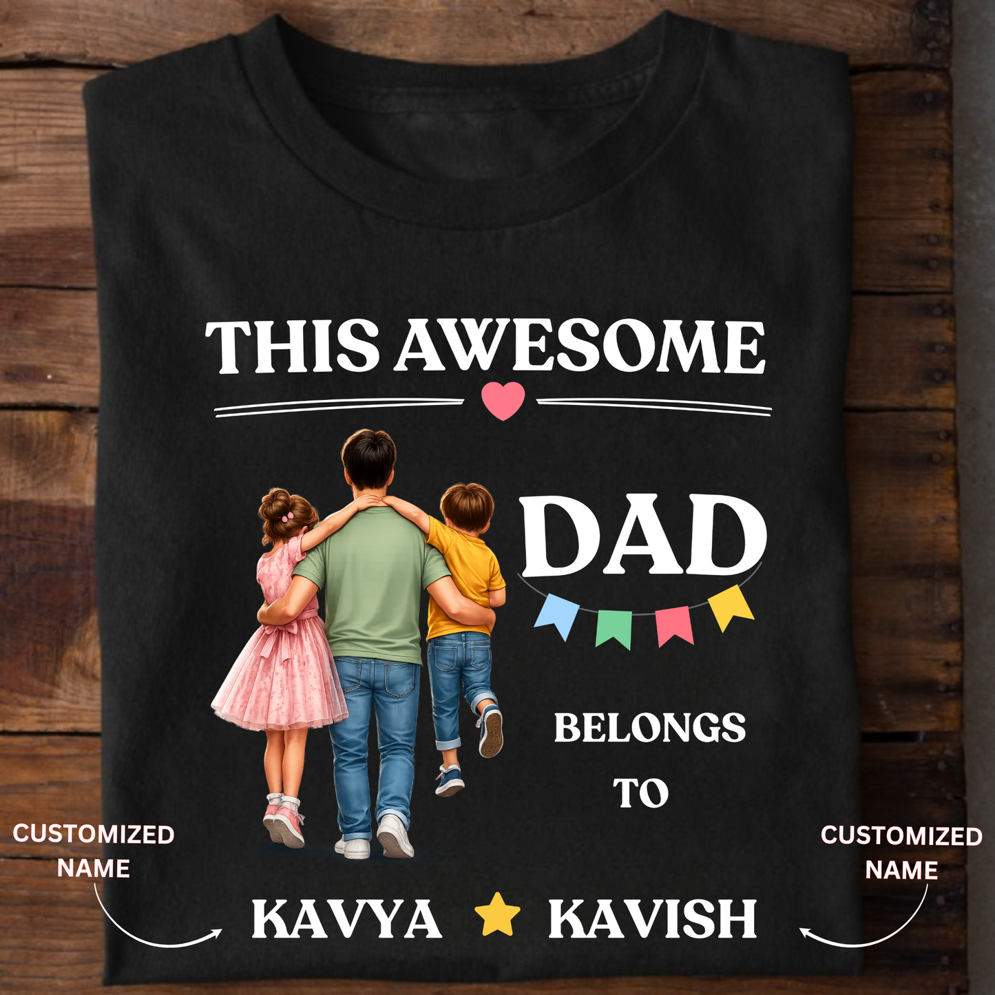 CUSTOMIZED - AWESOME DAD AND KIDS CLASSIC T-SHIRT