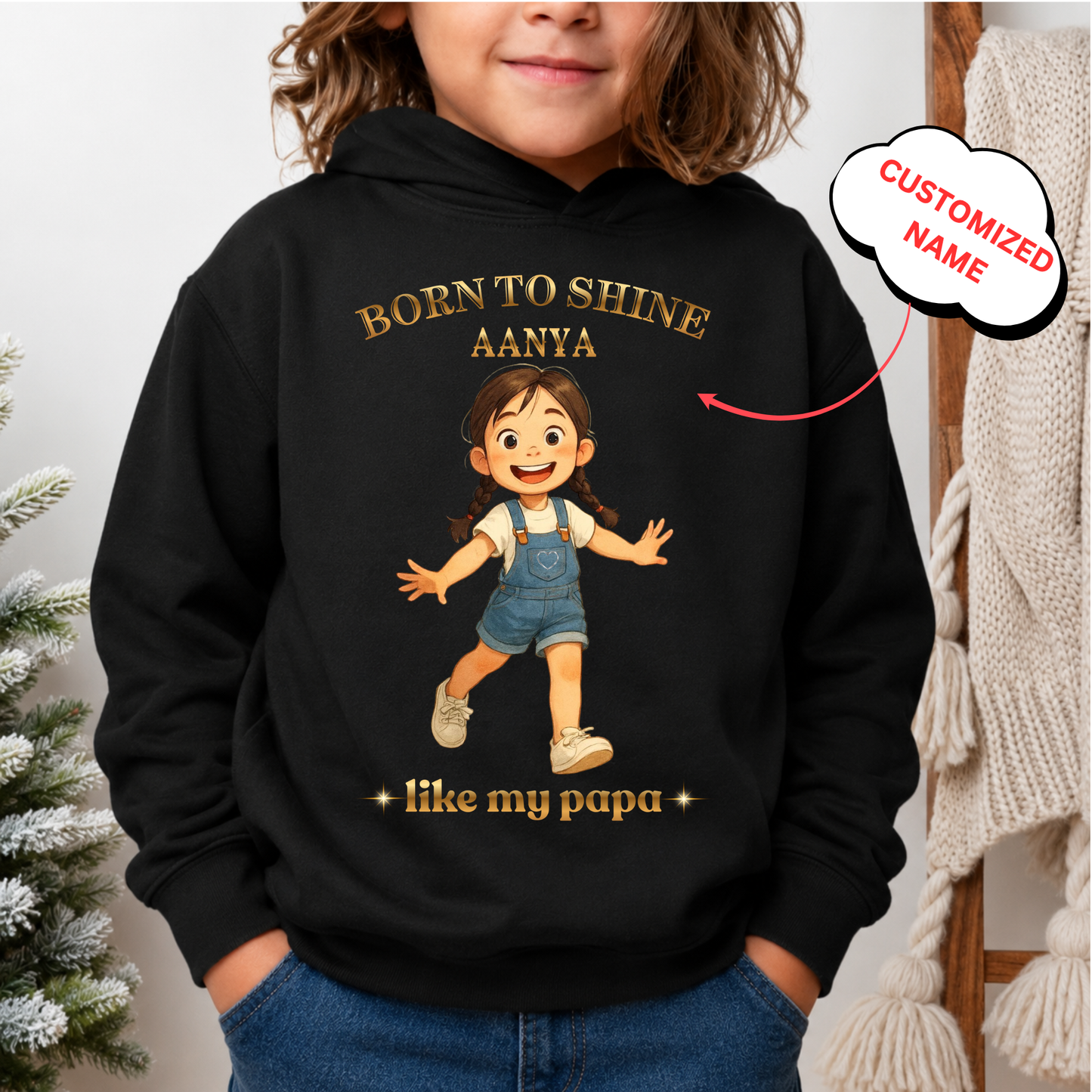 CUSTOMIZED - BORN TO SHINE PREMIUM KIDS HOODIE