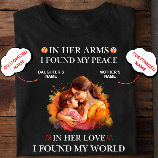 CUSTOMIZED- HER LOVE, MY WORLD (MOM & DAUGHTER) CLASSIC T-SHIRT
