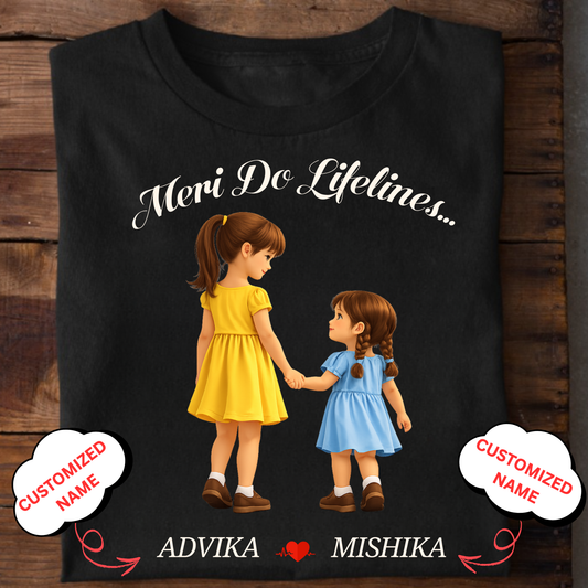 CUSTOMIZED-MERI LIFELINE (TWO DAUGHTERS) CLASSIC T-SHIRT
