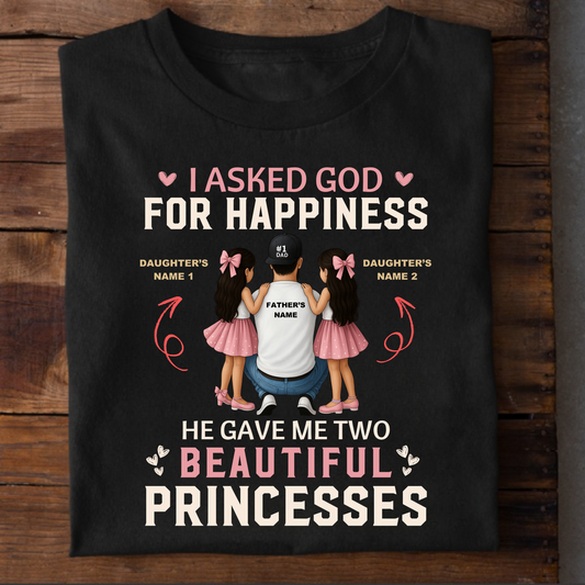 CUSTOMIZATION- FATHER WITH TWO BEAUTIFUL PRINCESSES CLASSIC T-SHIRT