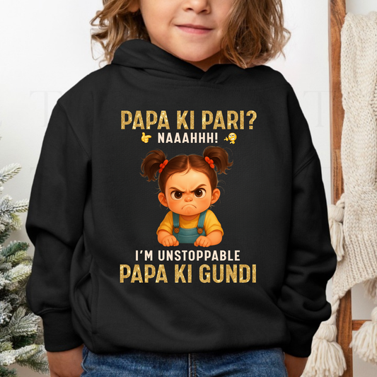 PAPA KI PARI, PAPA KI GUNDI PREMIUM KIDS HOODIE