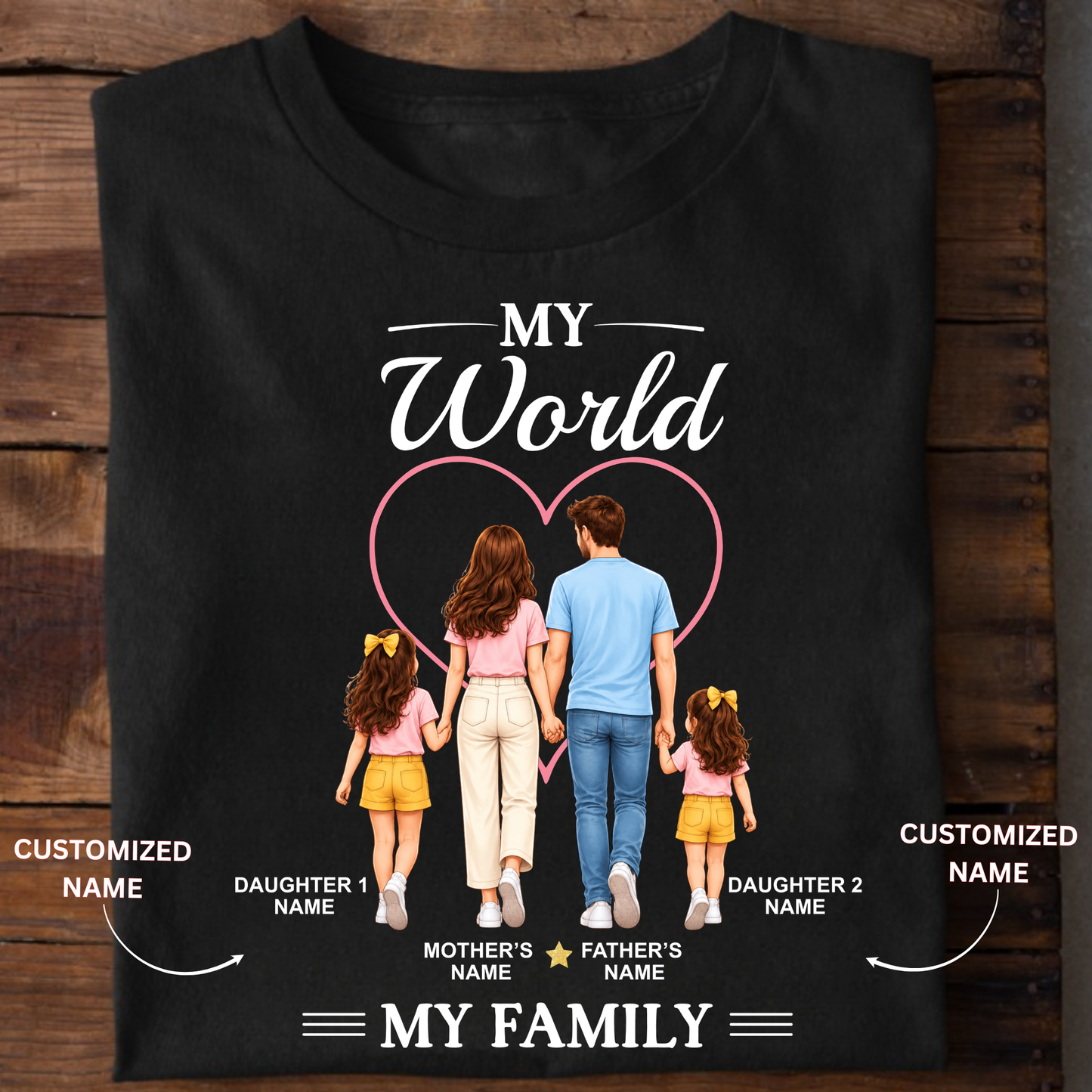 CUSTOMIZED - MY WORLD, MY FAMILY ADULT CLASSIC T-SHIRT