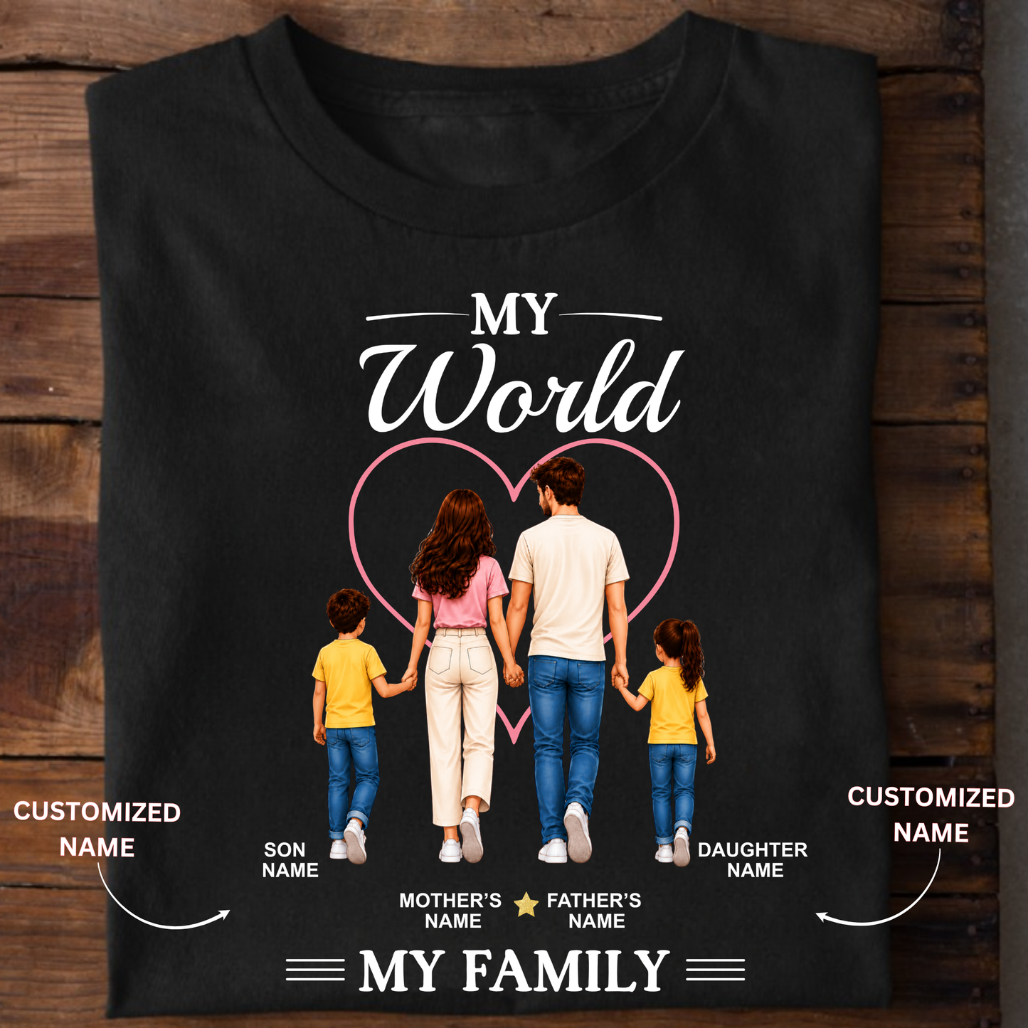 CUSTOMIZED - MY WORLD, MY FAMILY (KIDS) ADULT CLASSIC T-SHIRT