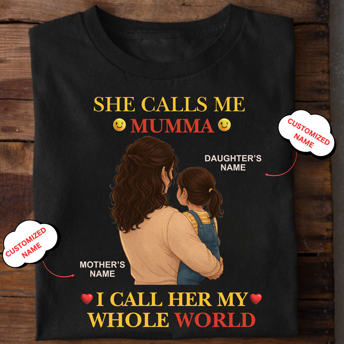 CUSTOMIZED- MY WHOLE WORLD (MOTHER & DAUGHTER) CLASSIC T-SHIRT