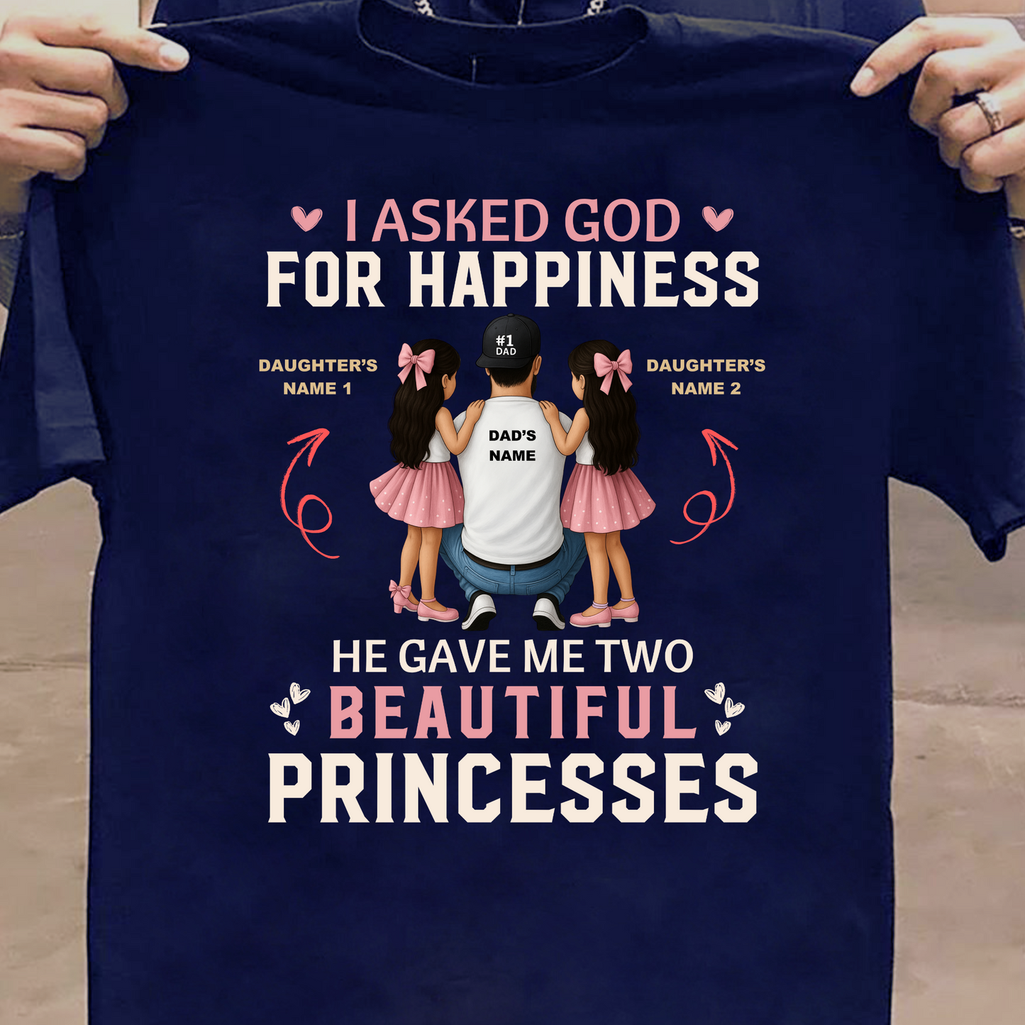 CUSTOMIZATION- FATHER WITH TWO BEAUTIFUL PRINCESSES CLASSIC T-SHIRT
