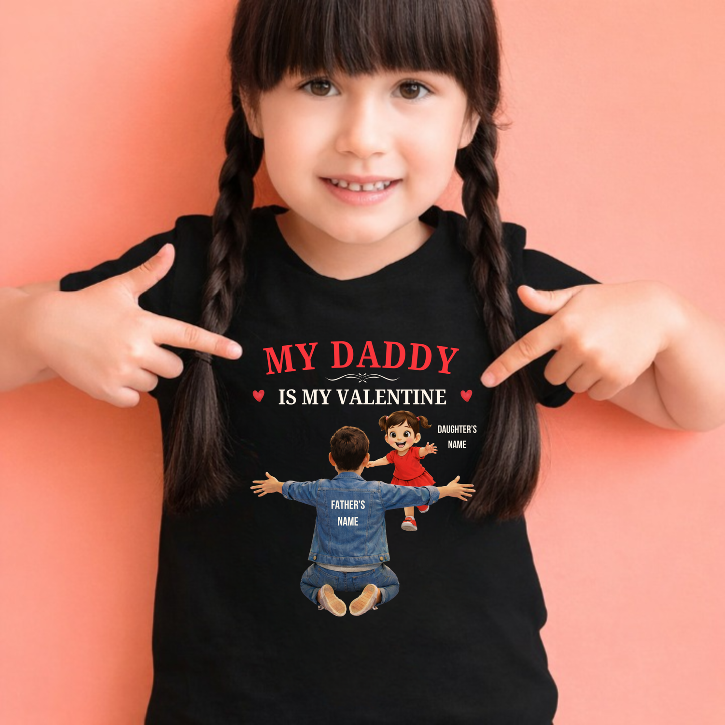 CUSTOMIZED-MY DADDY IS MY VALENTINE (FATHER & DAUGHTER) KIDS CLASSIC T-SHIRT