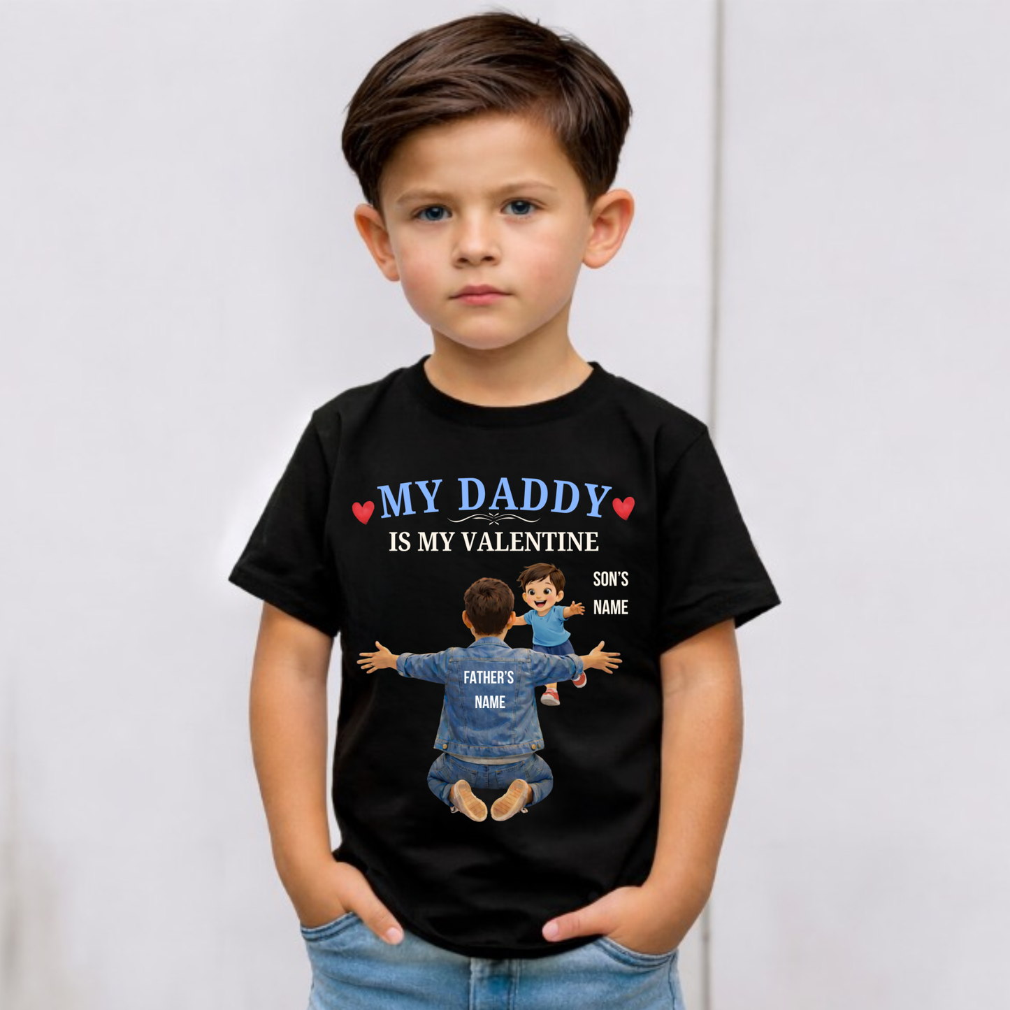CUSTOMIZED-MY DADDY IS MY VALENTINE (FATHER & SON) KIDS CLASSIC T-SHIRT