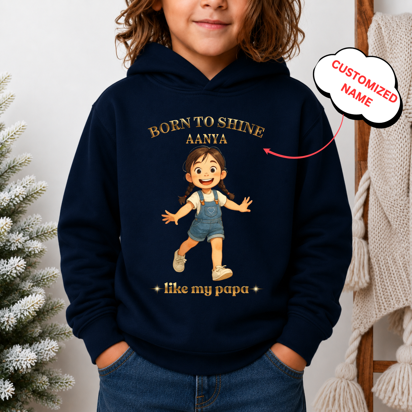 CUSTOMIZED - BORN TO SHINE PREMIUM KIDS HOODIE