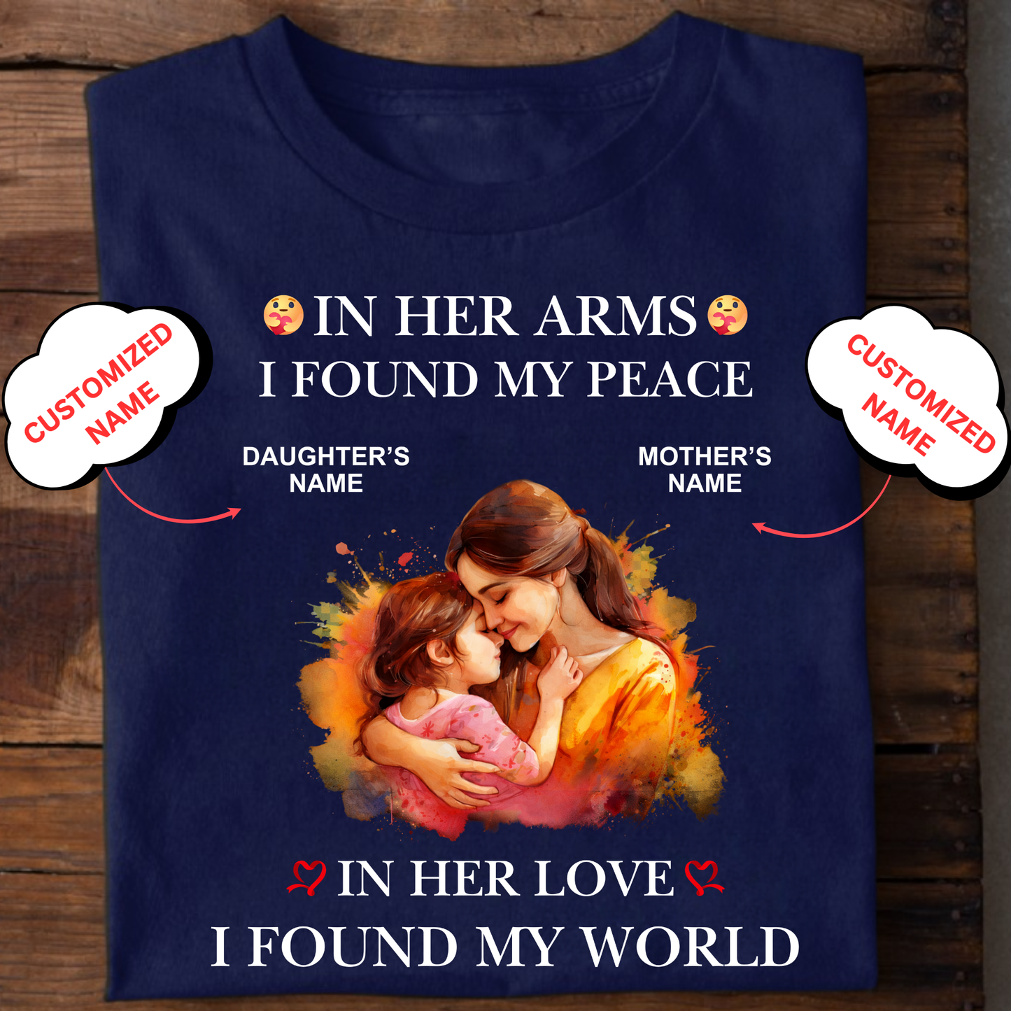 CUSTOMIZED- HER LOVE, MY WORLD (MOM & DAUGHTER) CLASSIC T-SHIRT