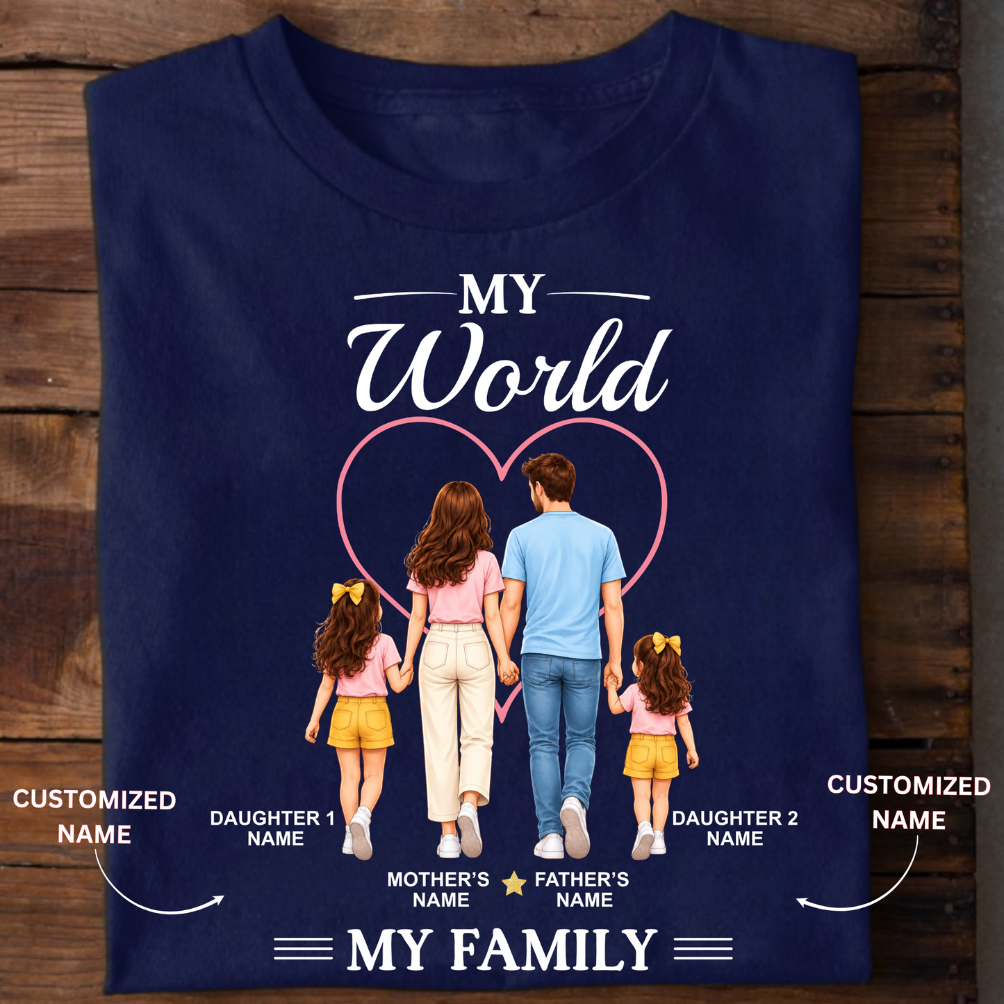 CUSTOMIZED - MY WORLD, MY FAMILY ADULT CLASSIC T-SHIRT