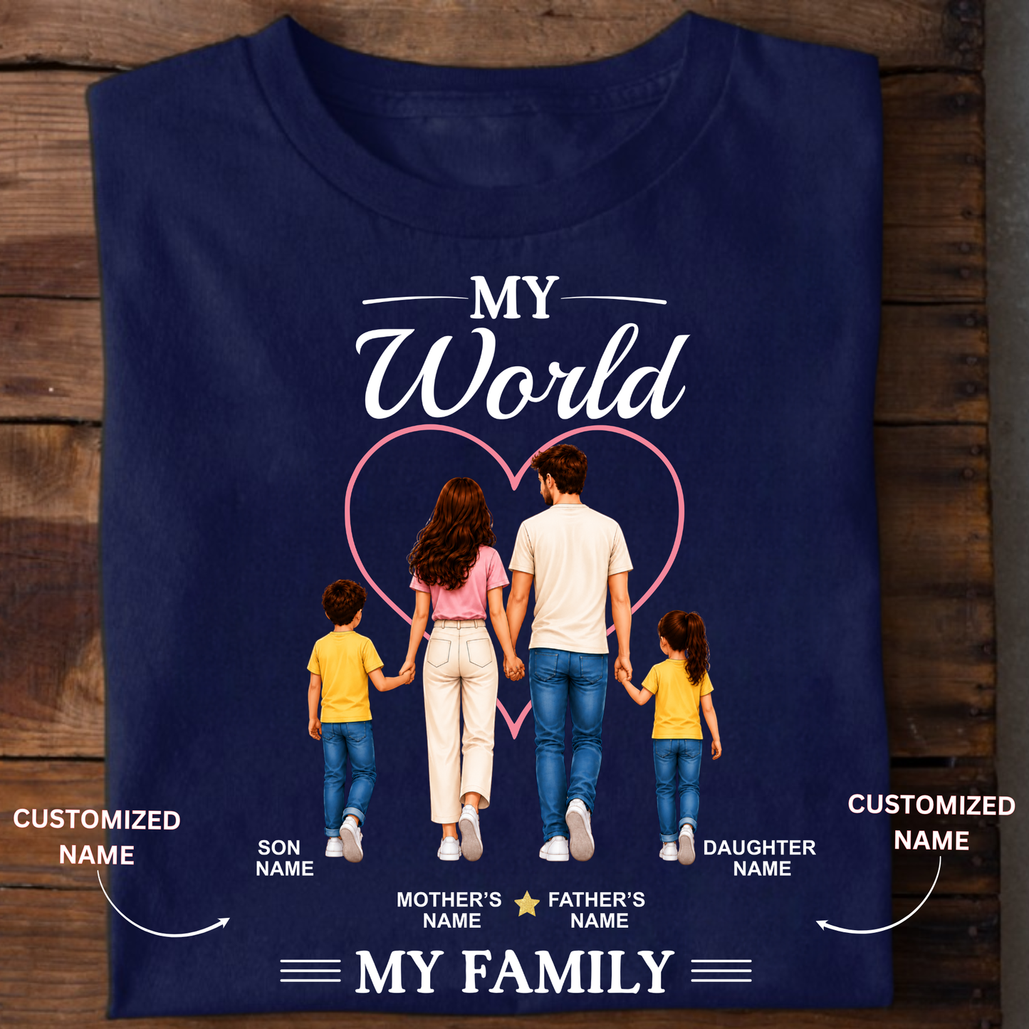 CUSTOMIZED - MY WORLD, MY FAMILY (KIDS) ADULT CLASSIC T-SHIRT