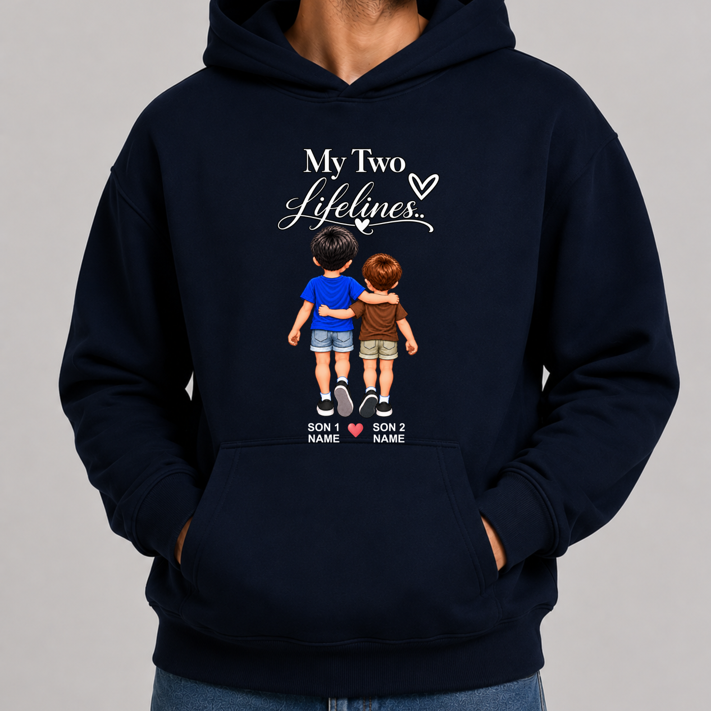 CUSTOMIZED-MY TWO LIFELINES (TWO SONS) PREMIUM HOODIE