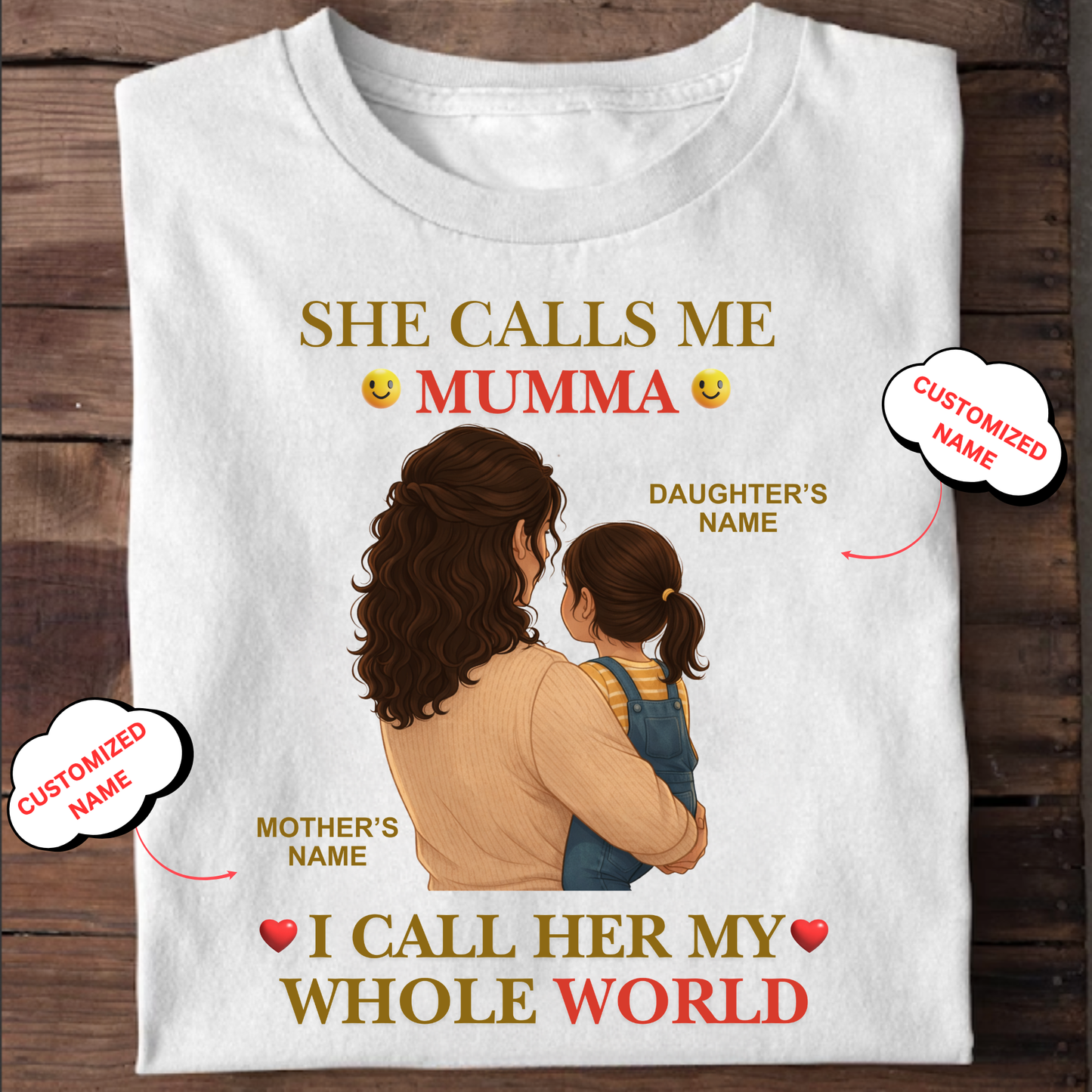 CUSTOMIZED- MY WHOLE WORLD (MOTHER & DAUGHTER) CLASSIC T-SHIRT