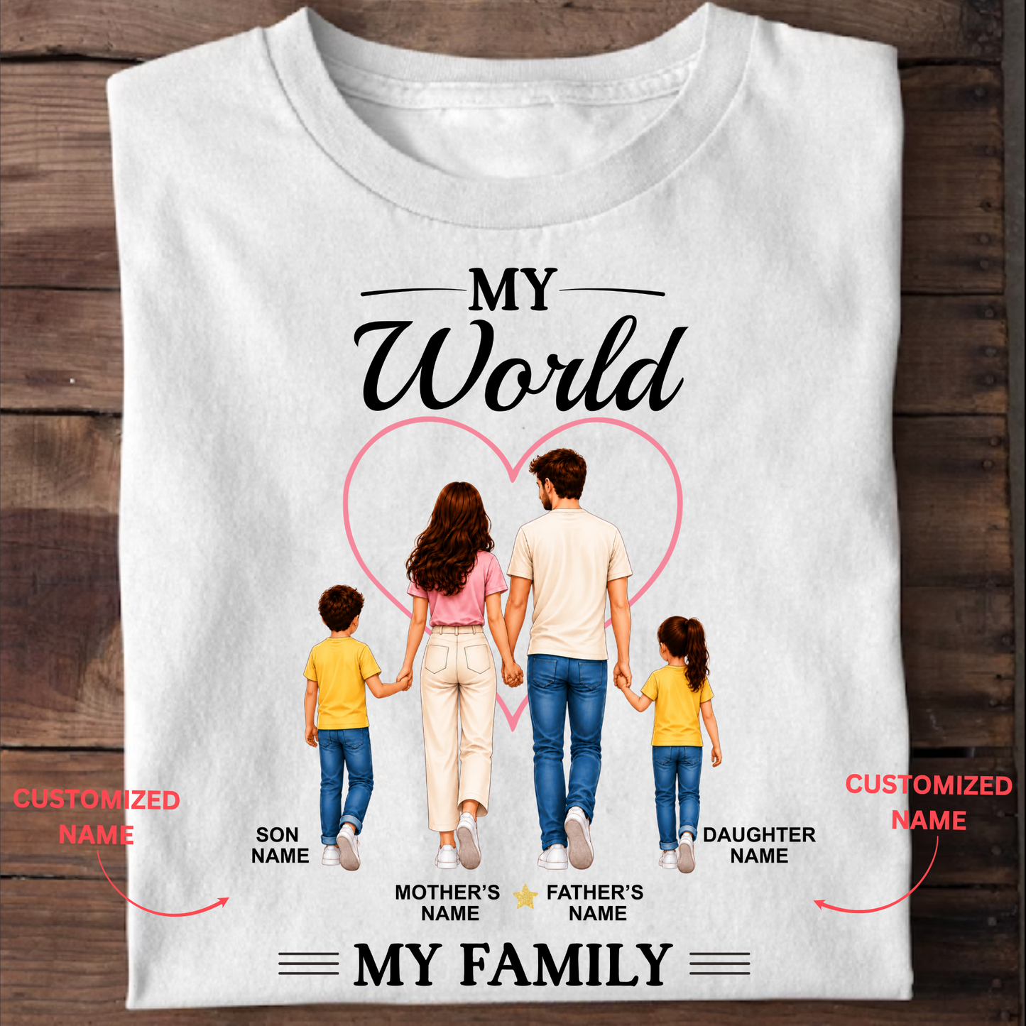 CUSTOMIZED - MY WORLD, MY FAMILY (KIDS) ADULT CLASSIC T-SHIRT