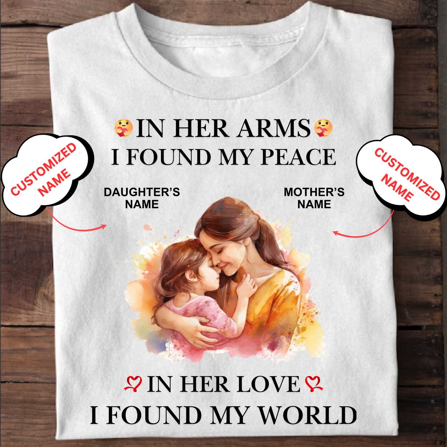 CUSTOMIZED- HER LOVE, MY WORLD (MOM & DAUGHTER) CLASSIC T-SHIRT