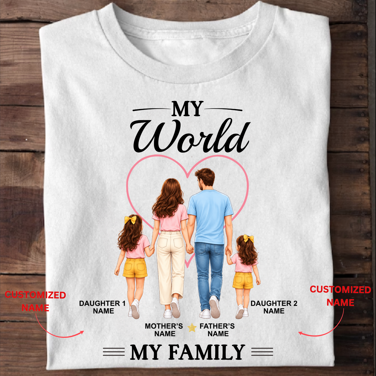 CUSTOMIZED - MY WORLD, MY FAMILY ADULT CLASSIC T-SHIRT